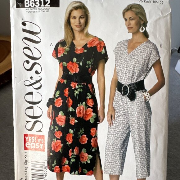 Butterick B6312 Dress Jumpsuit Pattern XSmall Small Medium Large XLarge Uncut 20 - Picture 6 of 6